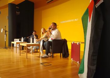 Los Comunes hacen un acto con Manu Pineda y Gerardo Pisarello cumpliendo 1 año del genocidio en Gaza