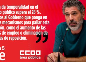 El coordinador del Área Pública de CCOO, Lucho Palazzo, exige aumentar la oferta de plazas y eliminar la tasa de reposición para que baje la temporalidad en el empleo público