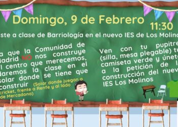 Clase de barriología en la parcela que debería acoger ya el instituto público de Los Molinos (Getafe)
