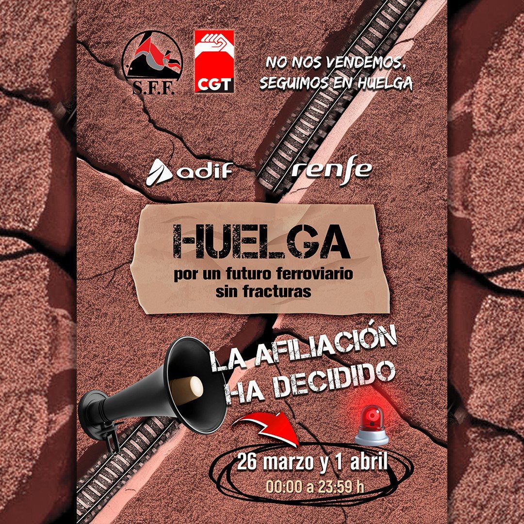 El 26 de marzo y 1 de abril nuevas jornadas de huelga en RENFE y ADIF ...
