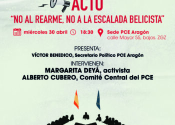 Alberto Cubero participará en un acto contra el rearme tras sus recientes declaraciones a favor de la salida de IU del Gobierno