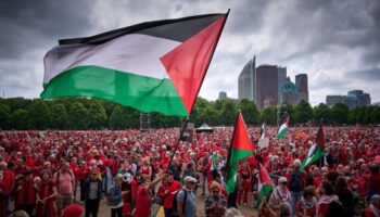 Más de 100.000 personas tiñen de rojo las calles de La Haya por Gaza