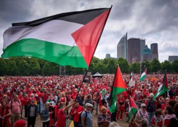 Más de 100.000 personas tiñen de rojo las calles de La Haya por Gaza