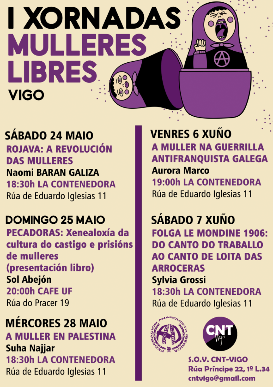 CNT organiza en Vigo a I Conferencia de Mujeres Libres a partir do próximo 24 de maio