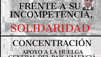 Concentración de apoyo Huelga General País Valencià y contra la gestión de Mazón en la Dana, frente a la sede CROEM (Murcia)
