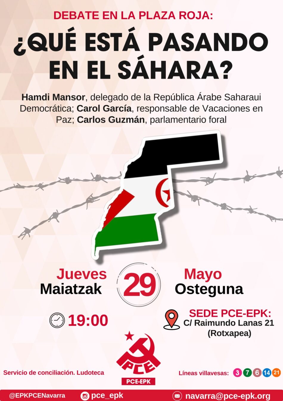 El PCE-EPK acerca a Iruñea la realidad que vive el pueblo saharaui en un encuentro con representantes políticos, sociales y del Frente Polisario