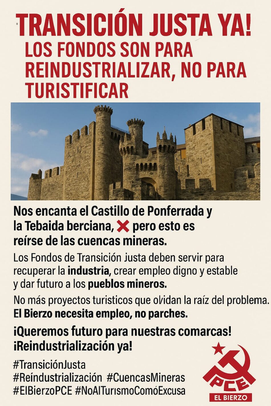 PCE El Bierzo: “Los Fondos de Transición deben ser para Reindustrializar los pueblos mineros”