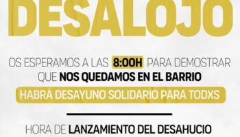 «Paremos el desalojo del CSO La Animosa»: convocada concentración con desayuno solidario el 7 de mayo a las 11:45 h. en C/ Mar de Japón 15