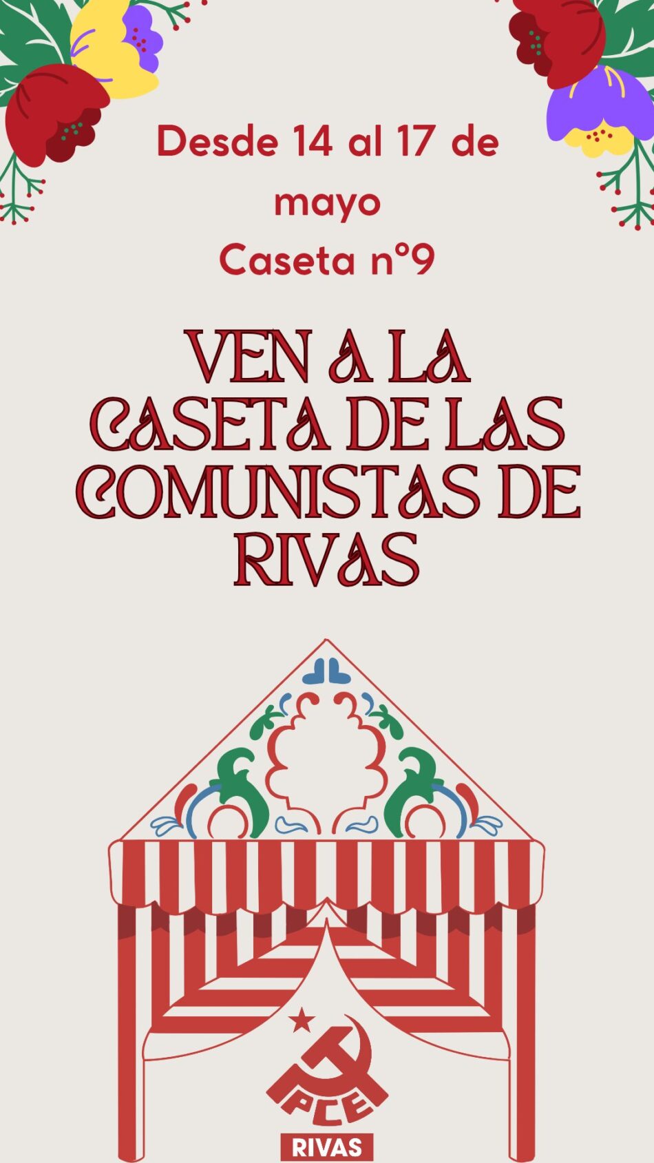Actividades infantiles y políticas en la caseta del PCE en el Recinto Ferial de Rivas Vaciamadrid: 14 de mayo