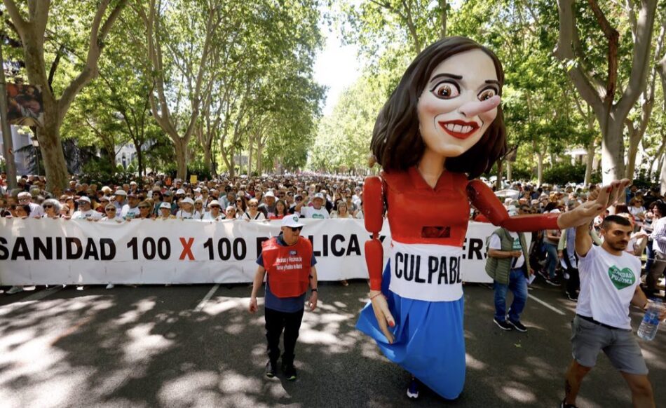 Madrileños se manifestaron en defensa de la sanidad pública y contra la privatización progresiva que impulsa el Gobierno Ayuso