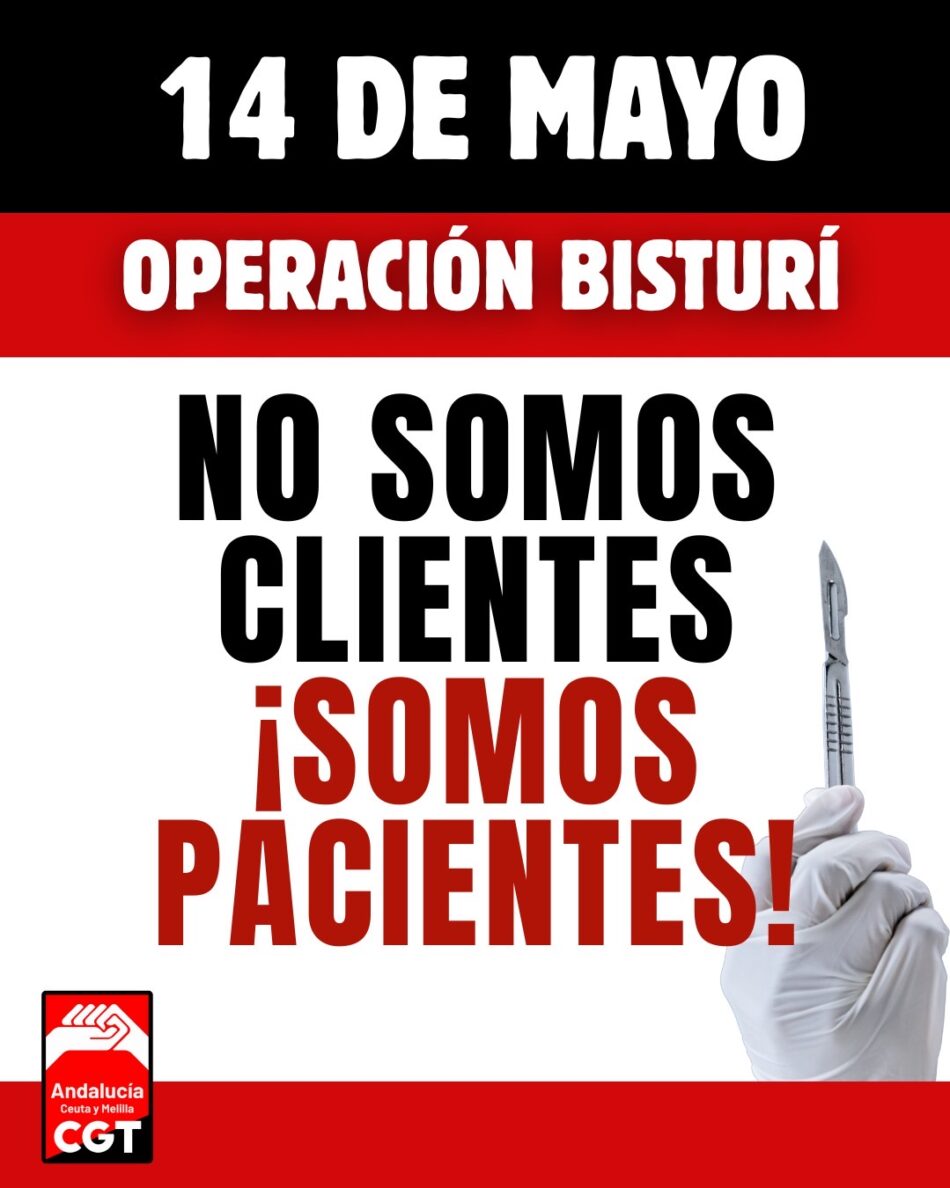 Múltiples actos en defensa de la sanidad pública en Andalucía: «Operación bisturí», el 14 de mayo