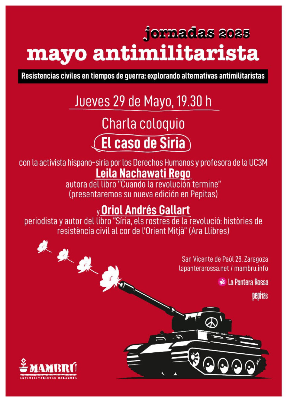 El caso de Siria y el de Ucrania y Rusia cierran jueves y viernes nuestras Jornadas 2025 «mayo antimilitarista»