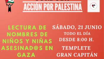 UCO con Palestina realiza un acto en recuerdo a los 15.000 niños y niñas asesinados por el Estado de Israel en Córdoba