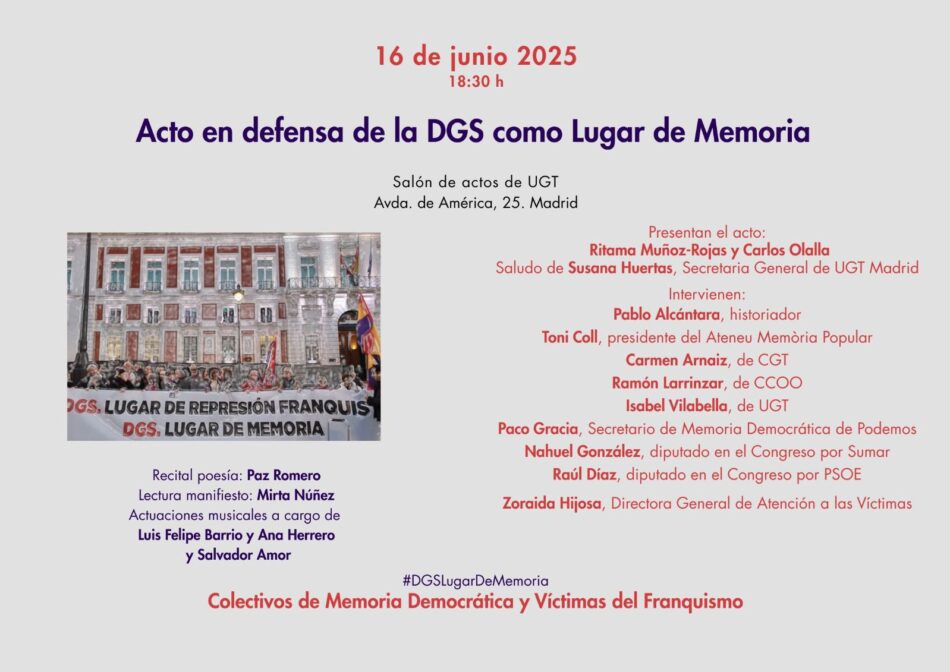 Acto en defensa de la Real Casa de Correos, antigua Dirección General de Seguridad franquista, como Lugar de Memoria: 16 de junio