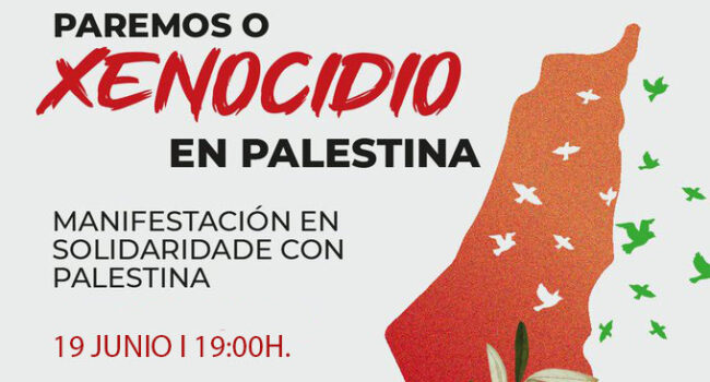 Concentración frente a la Subdelegación Gobierno de Pontevedra por el fin de relaciones comerciales y armamentísticas con el régimen sionista genocida de Israel