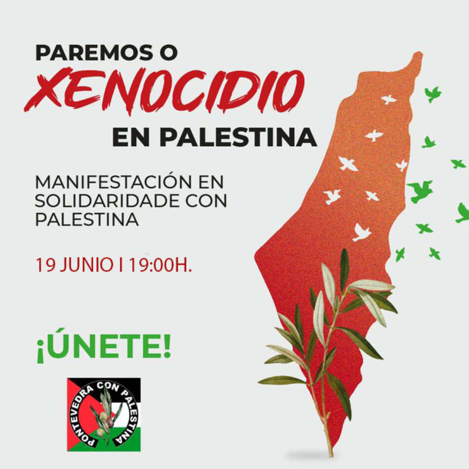 Concentración frente a la Subdelegación Gobierno de Pontevedra por el fin de relaciones comerciales y armamentísticas con el régimen sionista genocida de Israel