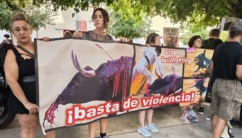 Se concentraron contra las corridas de toros en Alicante bajo el lema el lema “Hogueras  sin sangre”