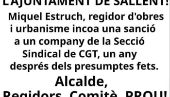 CGT considera molt greu la situació d’assetjament laboral i sindical a l’Ajuntament de Sallent