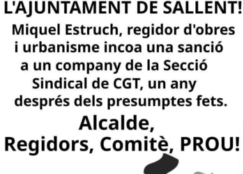 CGT considera molt greu la situació d’assetjament laboral i sindical a l’Ajuntament de Sallent