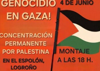 Concentración permanente en el Espolón de Logroño por la emergencia en Gaza