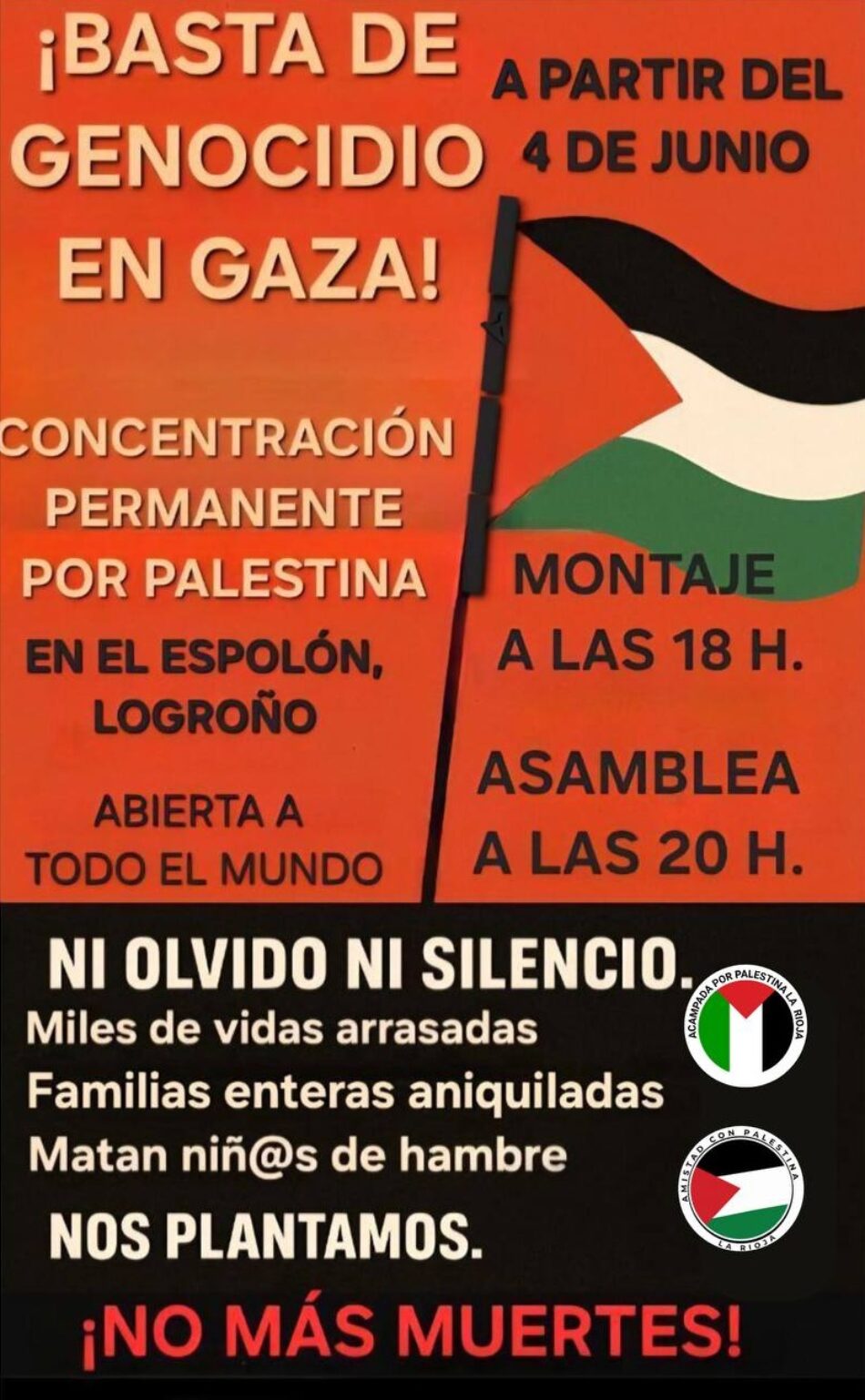Concentración permanente en el Espolón de Logroño por la emergencia en Gaza