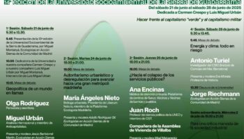 La 14ª Universidad Socioambiental de la Sierra de Guadarrama abordará el contexto de luchas auspiciadas por el capitalismo “verde” y el capitalismo militar
