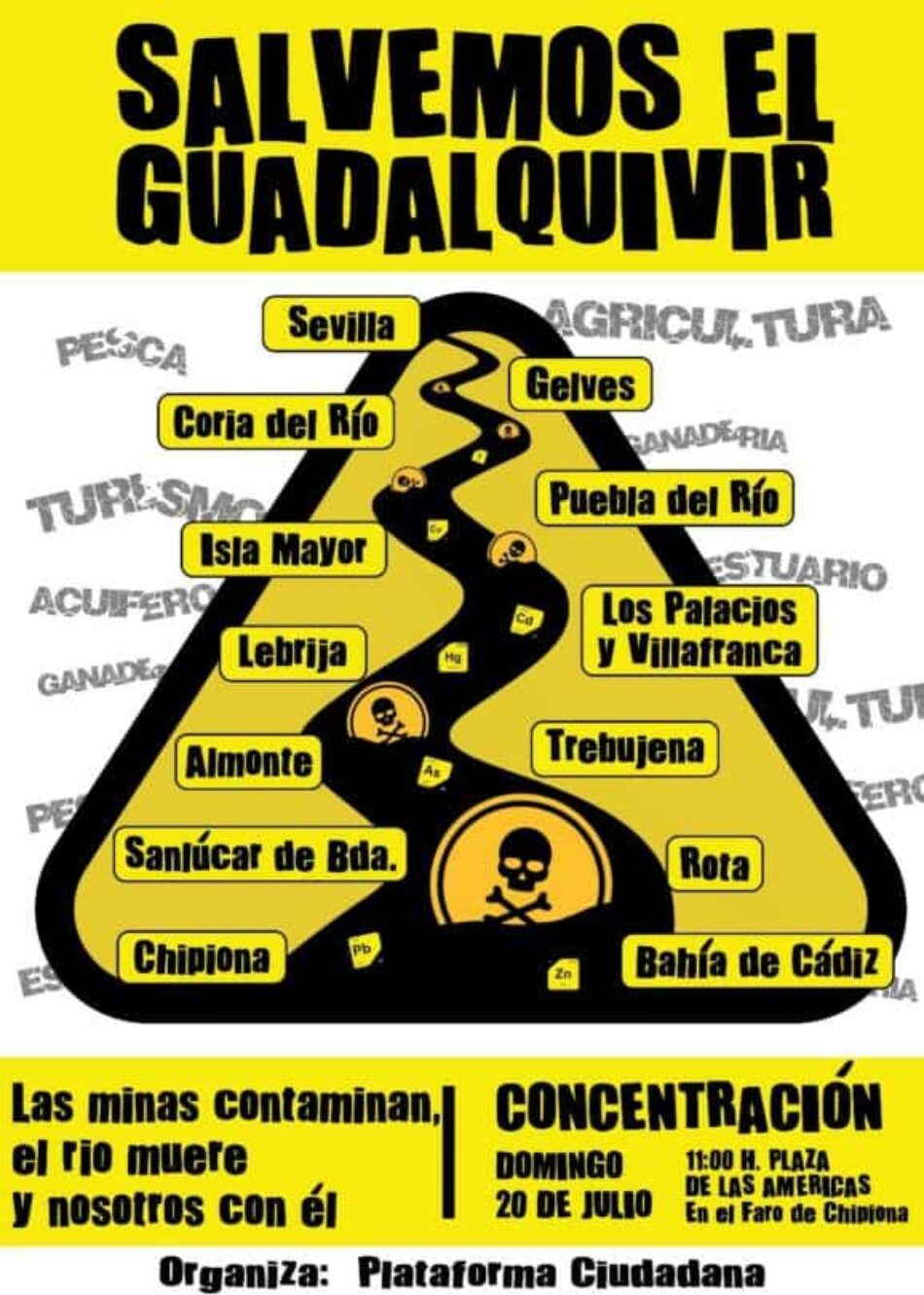 Concentración en Chipiona en defensa del Guadalquivir, ante la autorización por parte de la Junta de Andalucía de vertidos mineros con metales pesados desde Aznalcóllar