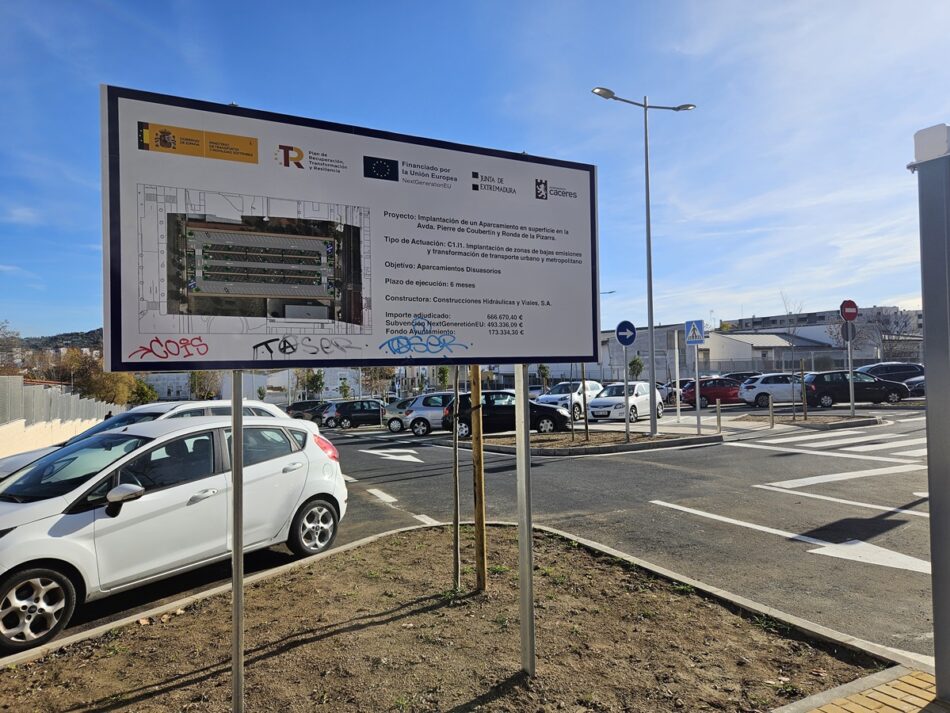 Una Extremadura digna propone que en la construcción de los cuatro nuevos parking disuasorios de Cáceres incluyan arbolado