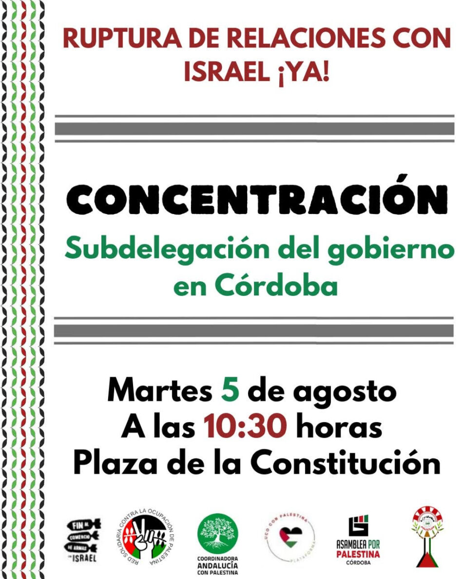 Iniciativas de Solidaridad con Palestina en Córdoba reclaman al Gobierno de España firmeza ante en genocidio