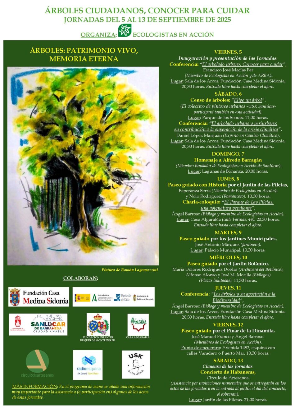 Ecologistas en Acción organiza en Sanlúcar las jornadas “Árboles ciudadanos, conocer para cuidar”