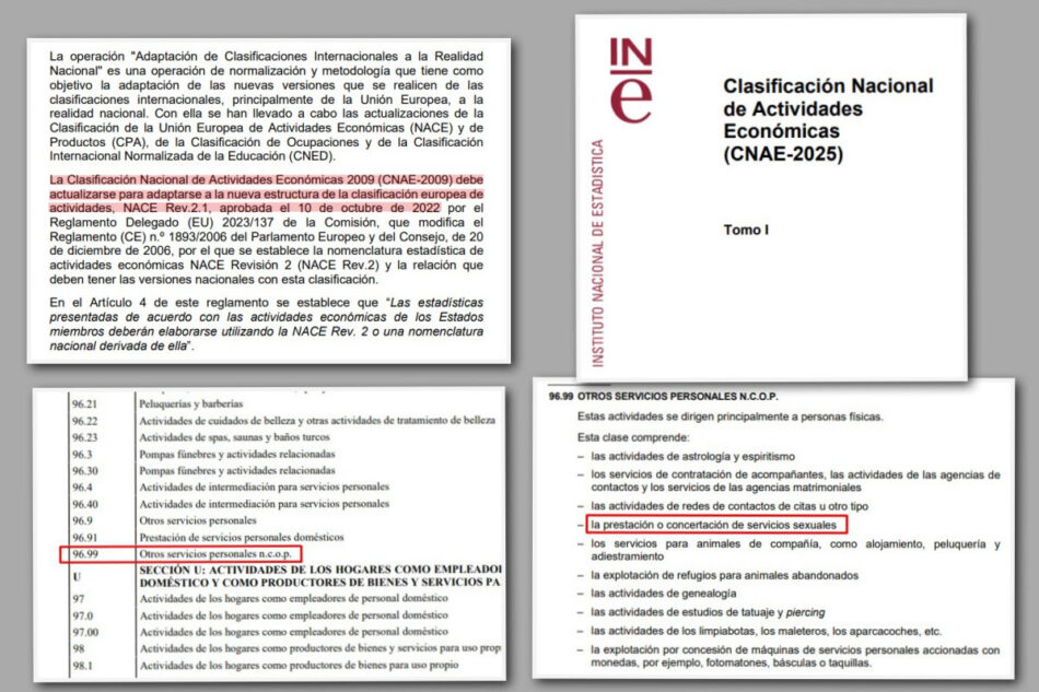 El Gobierno trabaja con el INE para la exclusión de los servicios sexuales de la guía interpretativa de la CNAE