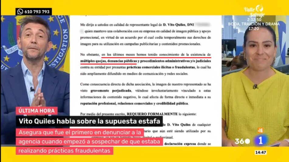 Rubén Sánchez: «Vito Quiles ha reconocido que conocía desde hacía meses múltiples quejas contra UtopiaViajes»