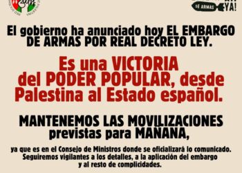 Varias ciudades se manifestarán ante las principales delegaciones del Gobierno exigiendo la adopción inmediata de un embargo de armas a Israel
