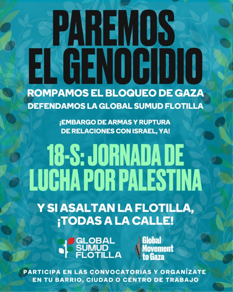 18 de septiembre: organizan jornada de lucha global por Palestina y apoyo a la Global Sumud Flotilla