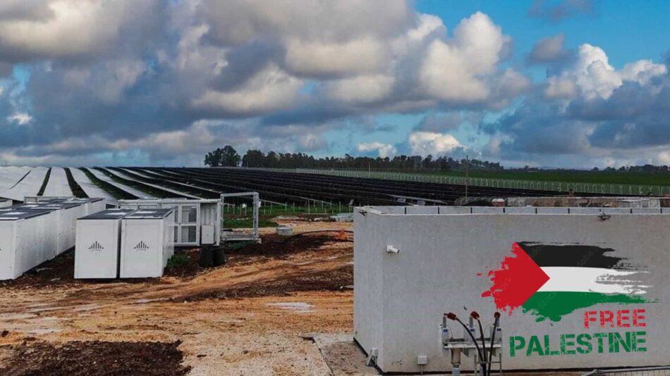 Decenas de organizaciones realizan una acción cerca de la planta de la empresa israelí Enlight, cómplice del genocidio palestino