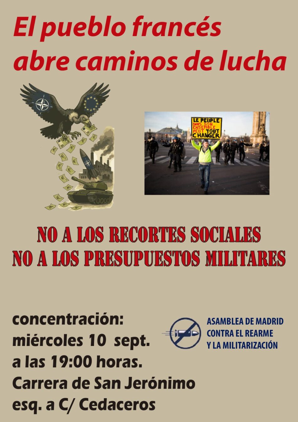 Concentración en Madrid contra los gastos militares y los recortes