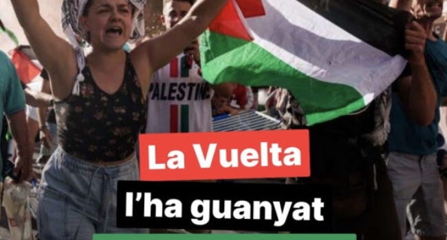 Pels Comuns la suspensió de l’etapa de la Vuelta mostra que no pot haver normalitat mentre continuï el genocidi a Palestina