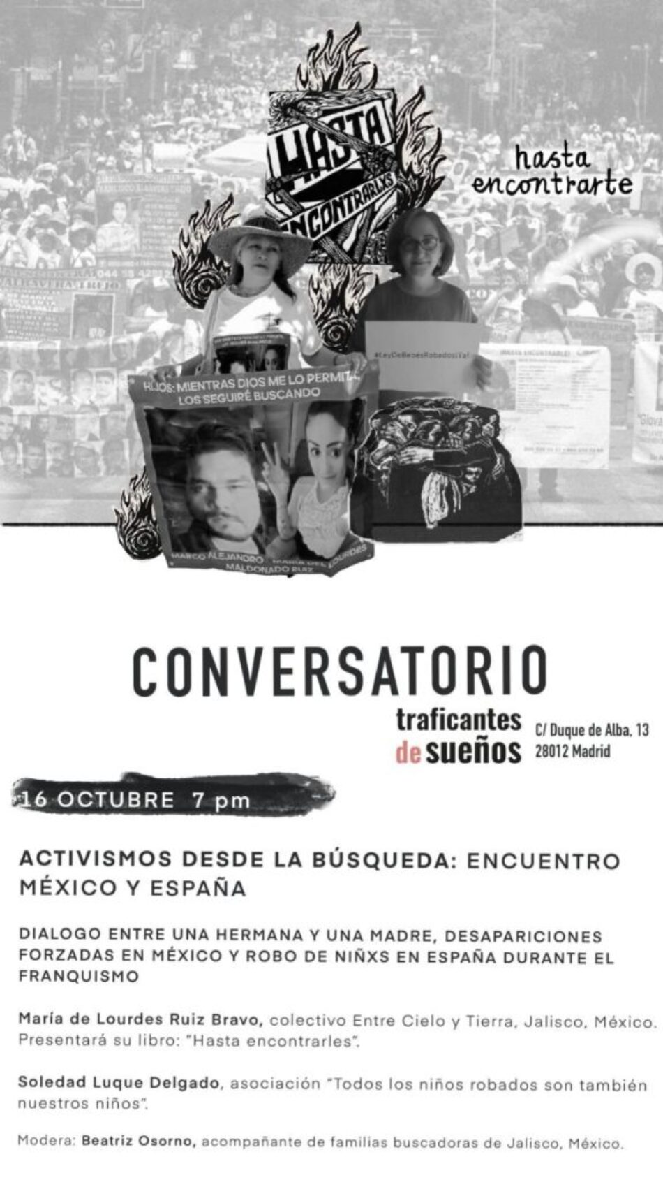 Conversatorio sobre el robo de bebés en México y España hoy jueves 16, en la librería Traficantes de Sueños (Madrid)