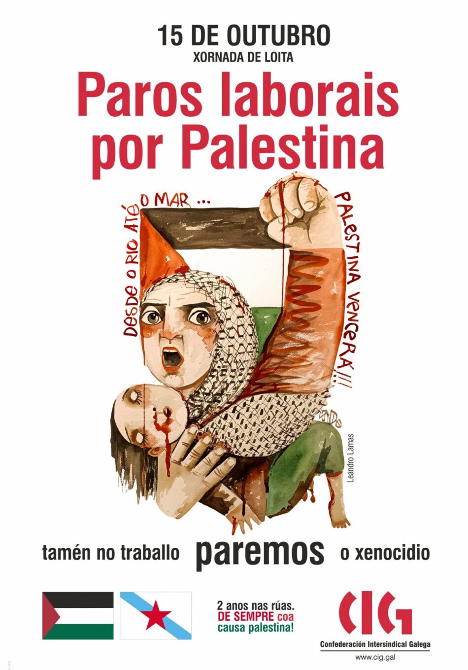 A CIG convoca unha xornada de loita o 15 de outubro contra o xenocidio do pobo palestino