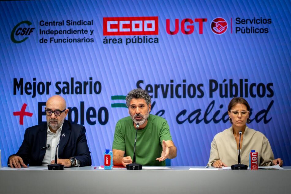 CCOO, UGT y CSIF convocarán huelga en diciembre si Función Pública sigue sin negociar la subida salarial