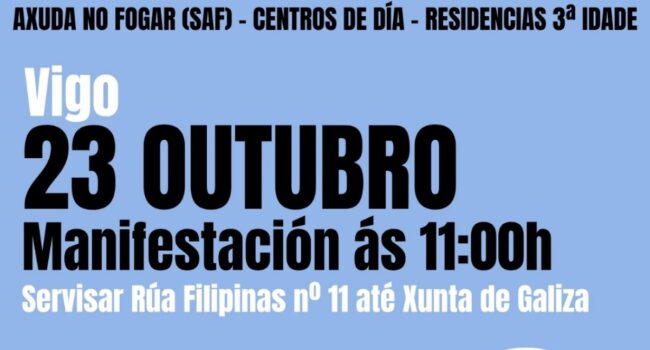 Convocadas dúas novas xornadas de folga nas residencias de maiores e centros de día privados e nos SAF