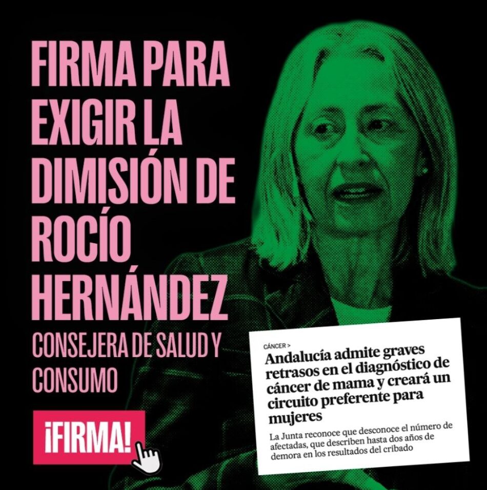 Movimiento Sumar Andalucía recoge más de 12.000 firmas en menos de 24 horas pidiendo la dimisión de la Consejera de Salud