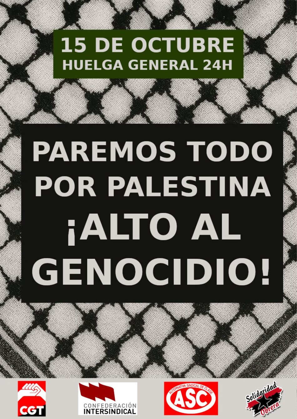CGT denuncia los intentos de boicot y desinformación sobre la jornada de Huelga General contra el genocidio de Palestina y contra la inversión económica para fines militares