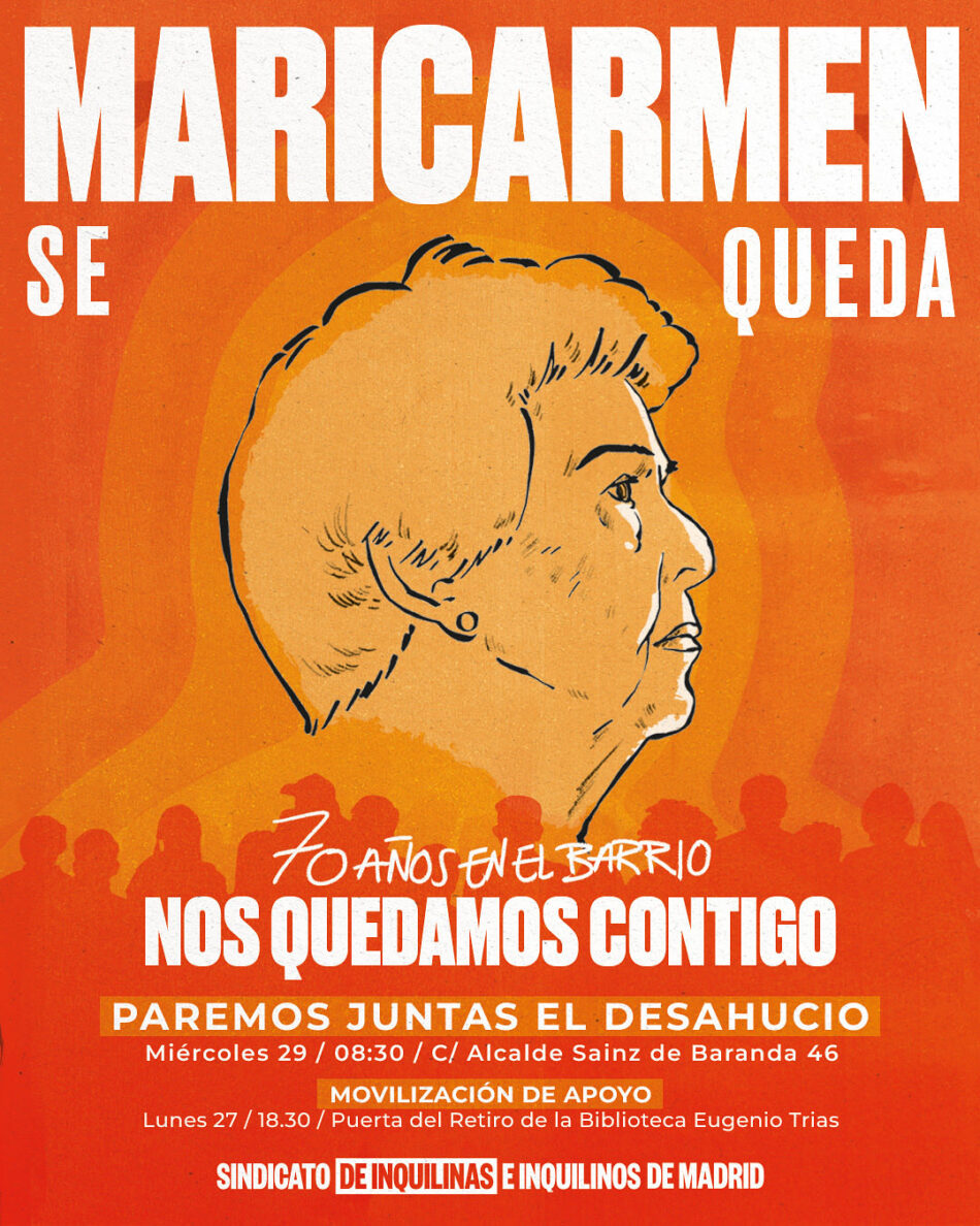 Orden de desahucio contra una vecina de 87 años en el barrio de Retiro (Madrid), el 29 de octubre