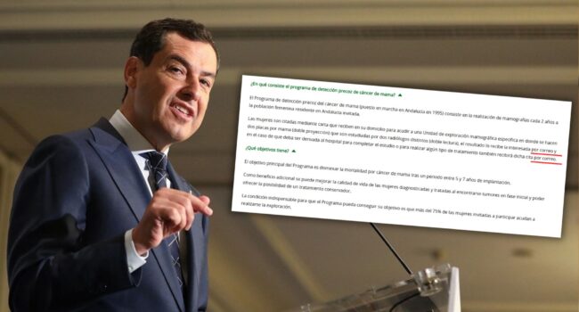 La web de la Junta desmiente la versión de Moreno Bonilla de que no informa de casos dudosos de cáncer de mama «para no generar ansiedad»