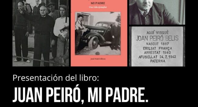 Jornadas en memoria de Juan Peiró, del 7 al 10 de octubre, con la presencia de su nieta Amapola Peiró