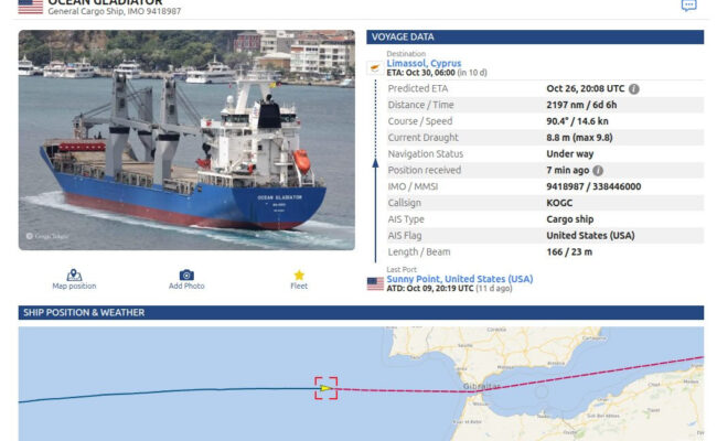 RESCOP: «El Estado español debe denegar el tránsito al buque Ocean Gladiator en sus aguas territoriales mientras atraviesa el Estrecho de Gibraltar»
