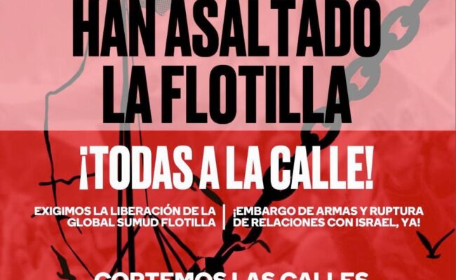 CGT exige la libertad inmediata de las personas detenidas de la Global Sumud Flotilla y llama a la movilización de la sociedad en la denuncia del genocidio en Gaza