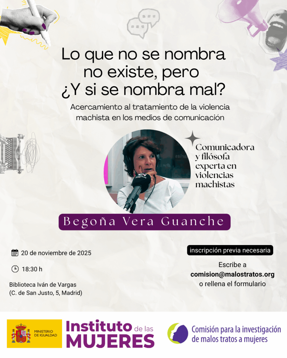La CIMTM impulsa una conferencia con Begoña Vera Guanche sobre el papel de los medios ante la violencia machista