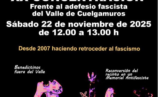Convocan concentración en el Valle de Cuelgamuros para reivindicar su reconversión en un lugar de memoria antifascista, el 22 de noviembre